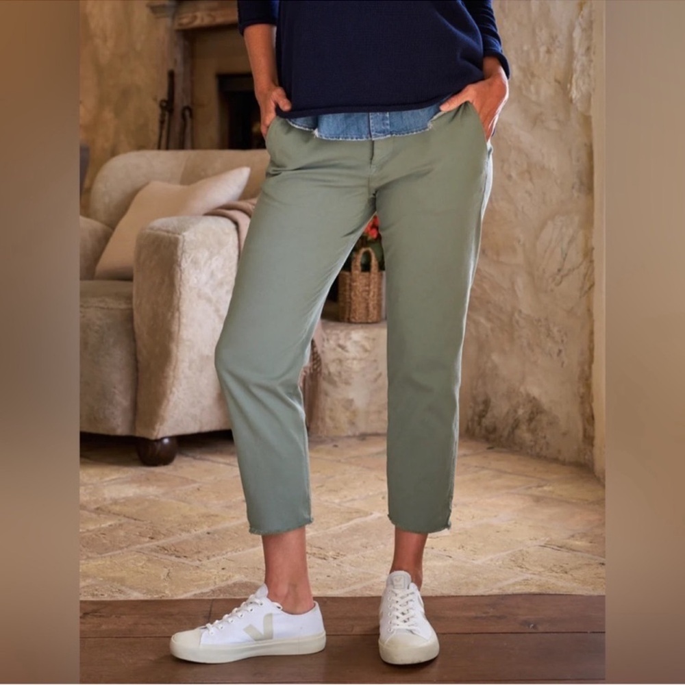 Frank & Eileen Wicklow Pants Olive Green Size 8 Chino Cotton‎
